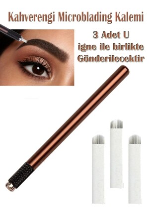 Microblading Brown Pen with 3 Needles for Permanent Makeup 3D Application - Sys