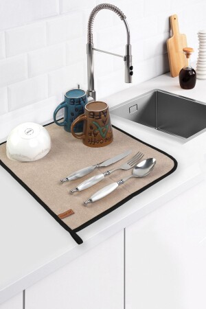 Microfiber Dish Drying Mat Drying Cloth Drying Mat Counter Top Beige - Hamur