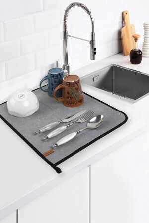 Microfiber Dish Drying Mat Drying Cloth Drying Mat Countertop Gray - Hamur