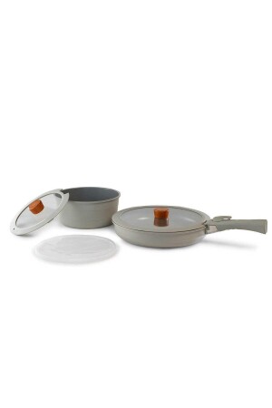 Midas Gray 6 Piece Interlocking Pot and Pan Set with Detachable Handle D-neomds6ı-07 INT-ANSAN2690 - NEOFLAM