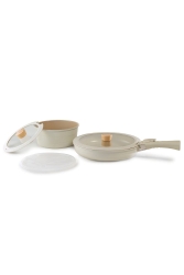 Midas Starter-Set Beige Induktion 6-teiliger Nisttopf mit abnehmbarem Griff D-NEOMDS6I - NEOFLAM