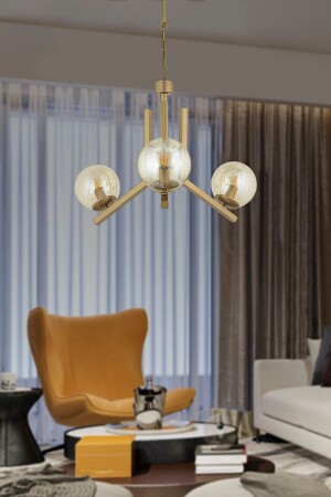 Mikel 3 Piece Antique Painted Honey Glass Modern Young Room Bedroom Living Room Chandelier 3426-03-FR - Apliqa