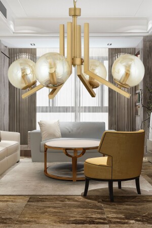 Mikel 4-Piece Antique Painted Honey Glass Modern Young Room Bedroom Living Room Chandelier 3426-04-FR - Apliqa