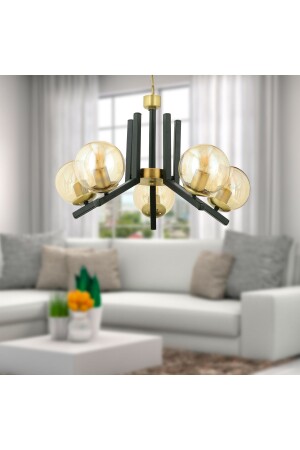 Mikel 5 Piece Black Antique Modern Bedroom Kitchen Living Room Retro Living Room Chandelier 3426-05-BL - Apliqa