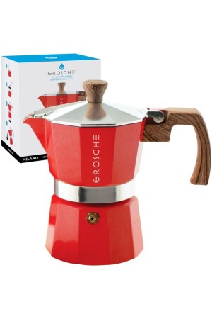 Milano Moka Pot Red 3 Cup 150 Ml GR 390 - Grosche