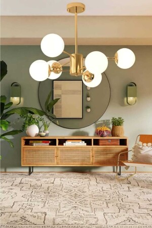 Milas 6-Piece Gold Modern Chandelier (with white Glass) MLS-GOLD-06 - BSA LIGHTING