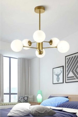 Milas 6-teiliger antiker Kronleuchter (WEISSES GLAS) MLS-06 - BSA LIGHTING