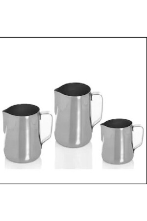Milchaufschäumkrug aus Stahl, Milchtopf, Krug, 3-teiliges Barista-Set, Grau - ŞENEL