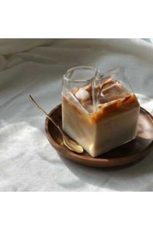 Milk Box Shaped Glass Cup 350ml 001008 - Bardak Shop