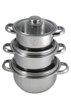 Mina 14-16-18 Cm Casserole Set Glass Cover MINATNCR002 - Sole