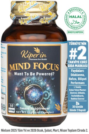 Mind Focus Löwenmähnenpilz, Citicolin, Rhodiola, L-Theanin .. (1440 mg) | Intelligente Nahrungsergänzung - Kiperin