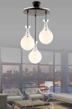 Minel 3 Piece Tray Black to Chrome White Glop Glass Lighting 3051 - KUZEY AYDINLATMA