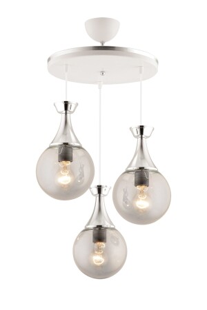 Minel 3 Piece Tray White Chrome Gilded Smoked Glass Glop Glass Lighting 3051 - KUZEY AYDINLATMA