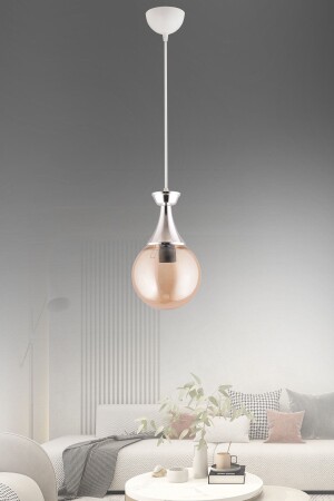 Minel Single White with Chrome Detail, Round Glass Lighting 1016 - KUZEY AYDINLATMA