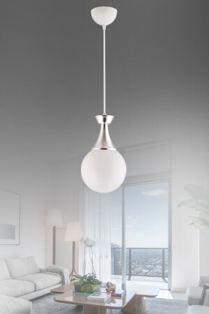 Minel Single White with Chrome Detail, Round Glass Lighting 1016 - KUZEY AYDINLATMA