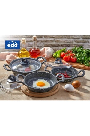 Mini-Asiatisches Pfannenset 16/18/20 mit Glasdeckel ZK-901 - Eda