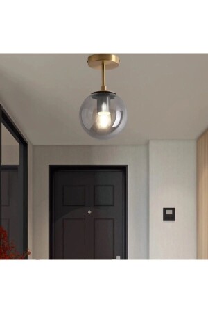 Mini Living Room - Kitchen - Bedroom Glass Gold Antique Color Smoked Glass Single Ceiling Plophonier Chandelier - Modavize