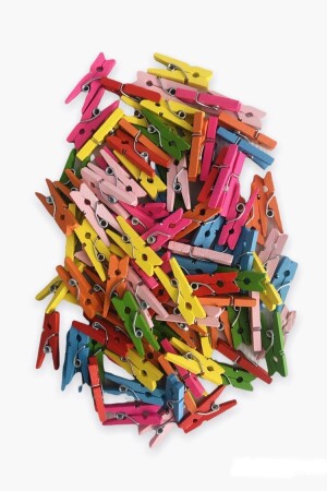 Mini Pegs - Decorative Ornament Colorful Tiny Wooden Pegs - Photo Pegs (50 Pieces) - Alfa Tasarım