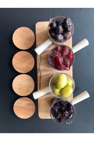 Mini Sauce Bowl, Turkish Delight Bowl, 4-Piece Presentation Bowl with Wooden Handle TYC00741585294 - DİBA AVM