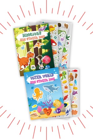 Mini Sticker Book (Set of 2) Dinosaurs and Water World Reusable Sticker Book BON88458852 - Bonkido