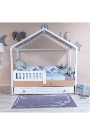 Minibaby Pastel Blue 4-Piece Knitted Montessori Baby Kids Sleeping Set 565656 - Mini Baby