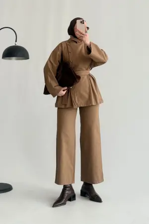 Minimal Gabardine Jacket Suit, Mink - Nuuwears