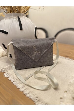 Minimal Kabe Embroidered Linen Bag Prayer Rug - Ensarhac-Umre Malzemeleri