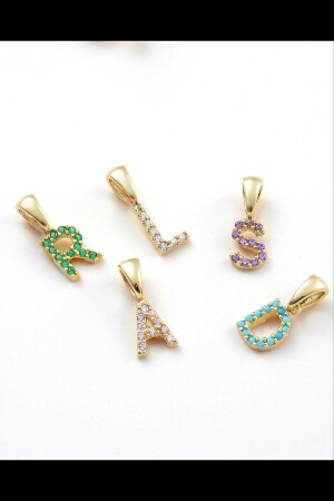 Minimal Letter Pendant 14K Gold Sold Without Chain You Can Choose the Letter Stone Color 14K Letter Pendant - Garogold