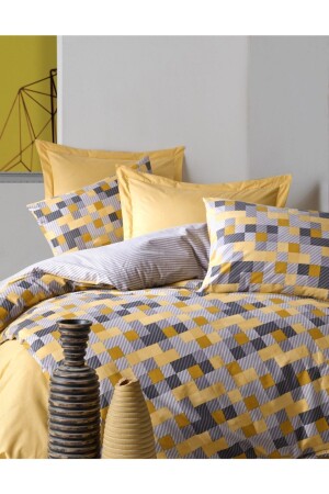 Minimal Ranforce Duvet Cover Set Double Elon Yellow TYC00337887445 - Cotton Box