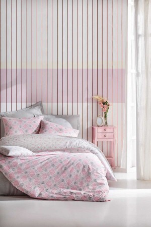 Minimal Ranforce Single Duvet Cover Set - Fine Pink CTN-Rf-T. K-N. T-Fine-Pink - Cotton Box