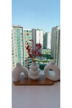 Minimal Vase set - 3 piece home decoration set - white - home decoration - İnesit Design