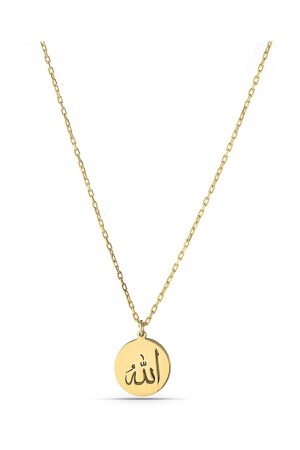 Minimale Allah-Schriftzug-Silberhalskette für Damen, Gold, ohne Stein, MYS7248 - MySilvers