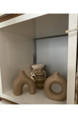 Minimales Vasen-Set mit 3 böhmischen Figuren in Miniatur-Beige - Tohumtoprak
