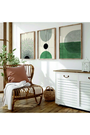 Minimalist Wooden 3-Piece Framed Abstract Decorative Painting minms1 - woodhomeworks