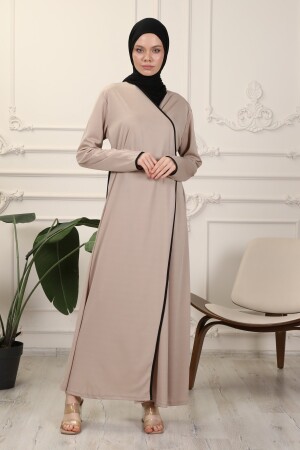 Mink Double Breasted Neck Piping Flexible Interlock Fabric Prayer Dress - Transacoustic
