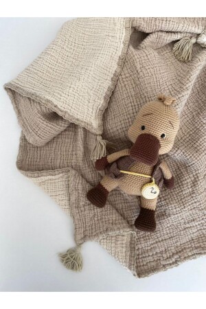 Mink-ecru Baby Muslin Cover 100% Cotton 4 Layer Muslin ysmnbaby2 - YASEMİNİNEVİ