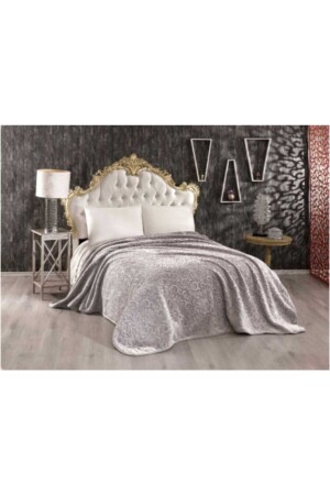 منز-سانس فخمة الذهب Mink King Size Blanket 516 Gray 220x240 &both Blanket & Bedspread& - Mink