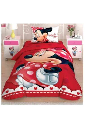 Minnie Lovely Glitter Sheet Elastic Lizenziertes Einzelbettbezug-Set 160243956 - Taç