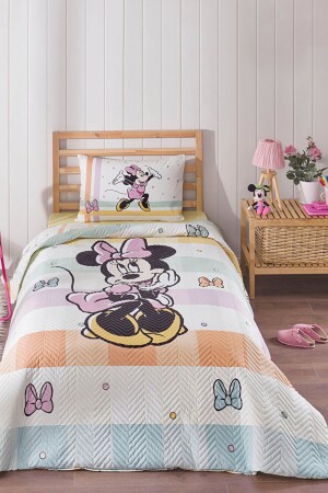 Minnie Mouse Happy Single Disney Licensed Elastic Fitted Bed Sheet Quilted Children's Duvet PR-EVTEKSTILI-55474201327 - Özdilek