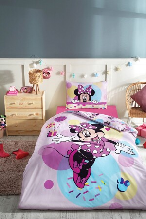 Minnie Mouse Happy Tek Kişilik Disney Lisanslı Lastikli Fitted Çarşaf Çocuk Nevresim Takımı PR-EVTEKSTILI-58047501327 - Özdilek