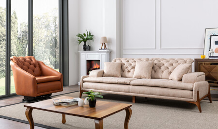 Minola Wooden Sofa Set - Cadde Yıldız