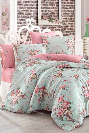 Mint Double Easy-Iron Duvet Cover Set Alanur Ep-013521 - Eponj Home