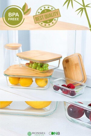 Mira 3-Piece Acrylic Bamboo Lid Storage Container Krd-a003 KRD-A003 - Rossel Premium