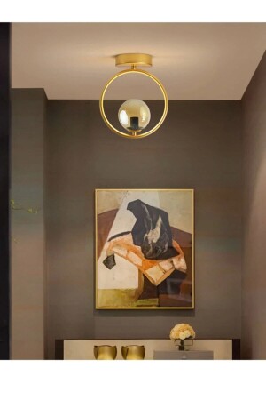 Mira Living Room - Kitchen - Cafe Gold Color Glop Honey Glass Ceiling Plophonier Single Chandelier TYC00395726949 - Modavize