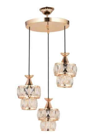 Miraç 3-Piece Pendant Lamp Gold Chandelier 160504000376 - İstanbul Avize