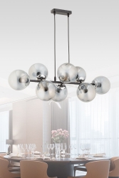 Miran 8 Li Modern Siyah Füme Glop Camlı Salon-oturma Odası-mutfak Avize MİRAN 8 Lİ - ESSLİGHT