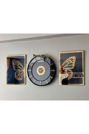 Mirrored Model 2 Butterfly Painting and Clock Set 40 - Harika Crown