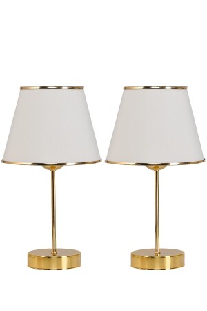 Mirza 2-teilige Metallbeine mit goldenem Lampenschirm, Tischlampe, Creme - Evlight