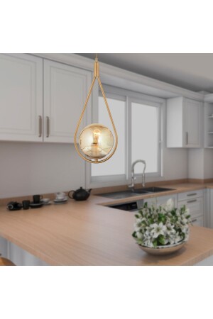 Mirza Single Antique Honey Glass Modern Pendant Lamp Kitchen Living Room Pendant Lamp Chandelier - Apliqa