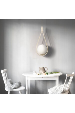 Mirza Single White Wiped Pendant Lamp White Glass Modern Pendant Lamp Kitchen Living Room Pendant Lamp Chandelier 3539-01-WH - Apliqa